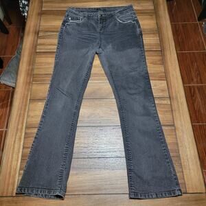 Roz & Ali Black Straight Denim Jeans w/ Pocket Bling - Size 10